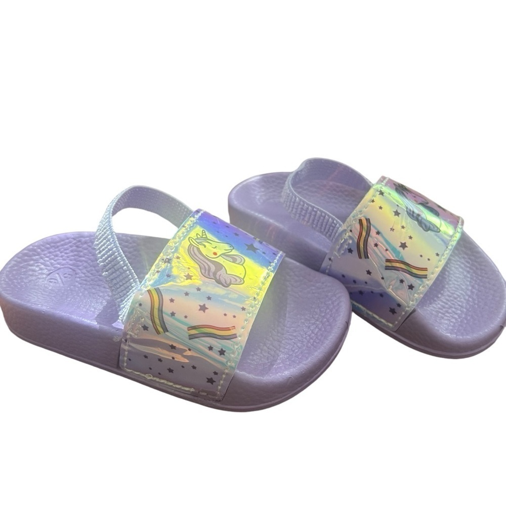 Baby Toddler Girl Unicorn Jelly Thong Flip Flop with Backstrap Size 5/6
